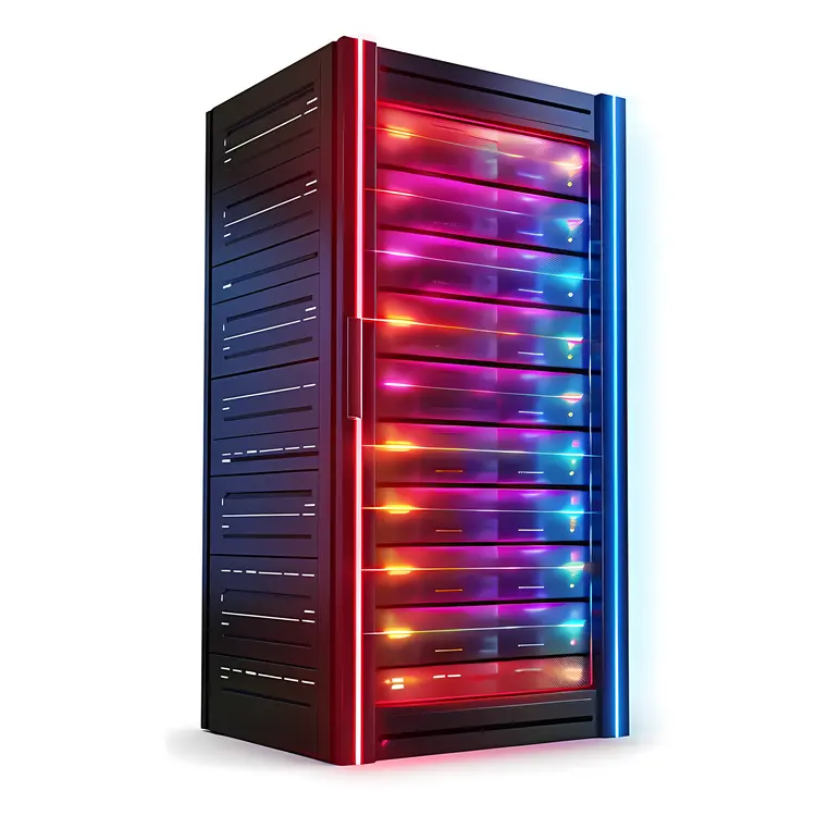Colorful Server Rack with LED Lights