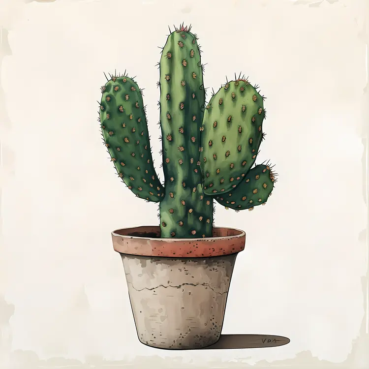 Green Cactus in Beige Pot