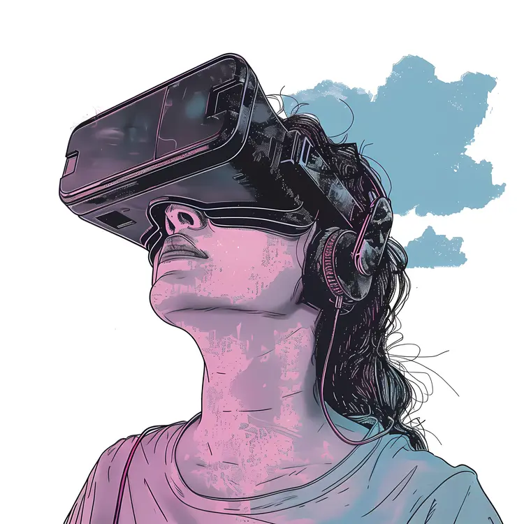 Illustration of VR Headset with Headphones