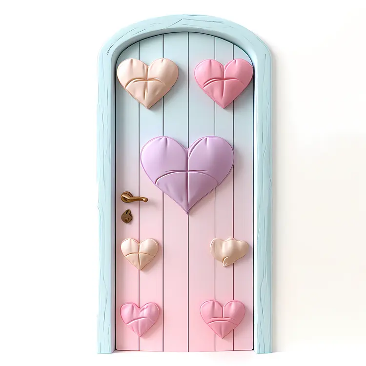 Pastel Wooden Door with Heart Design