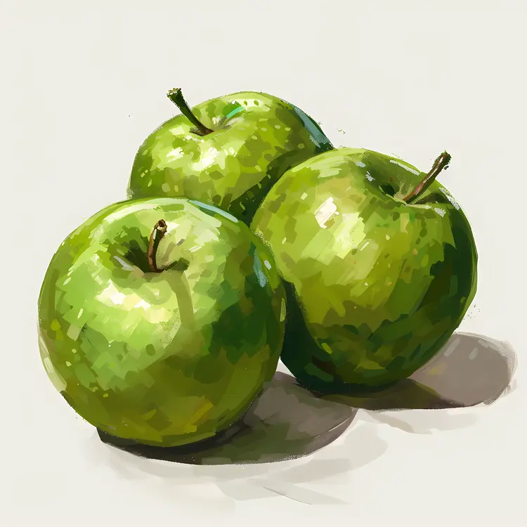 Three fresh green apples