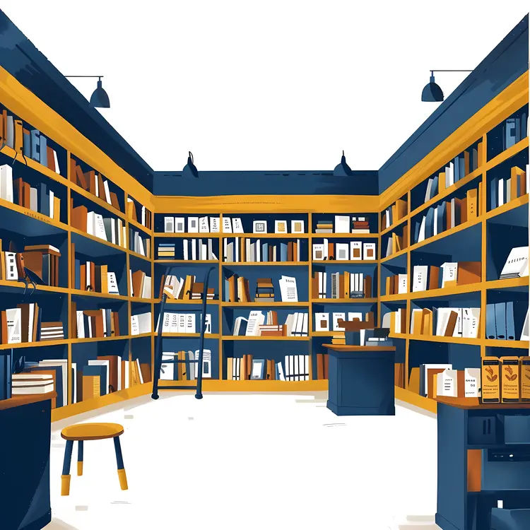 Library with Bookshelves