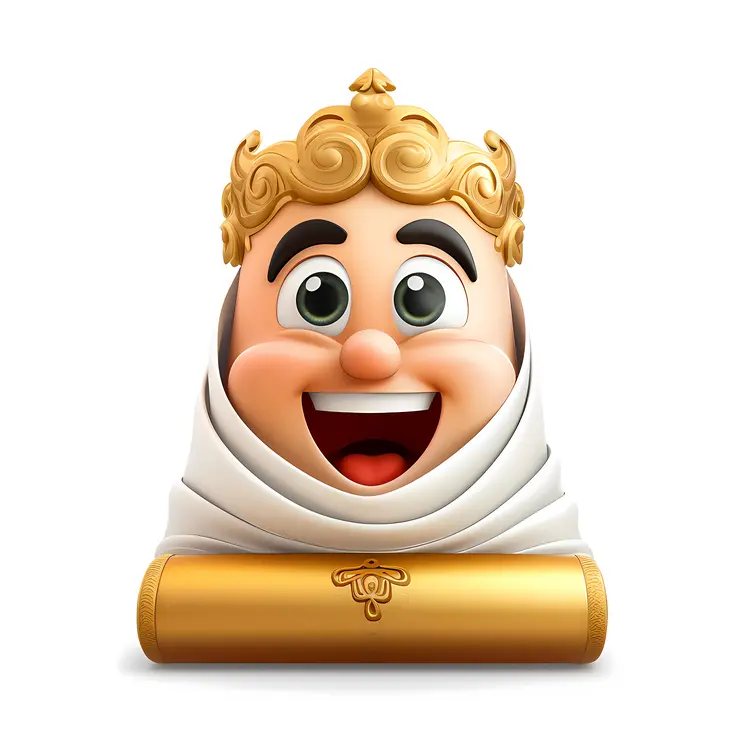 Happy Cartoon Character with Crown