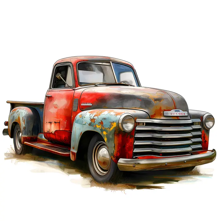 Rusty Vintage Truck Illustration