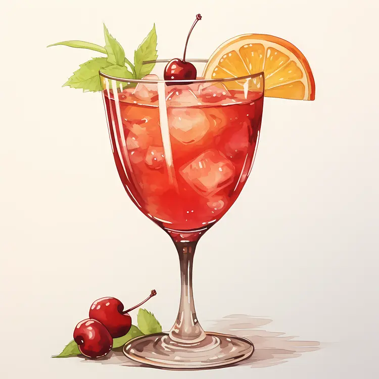 Cherry Orange Cocktail with Ice