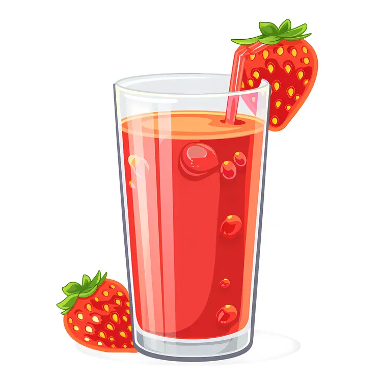 Strawberry Juice with a Straw