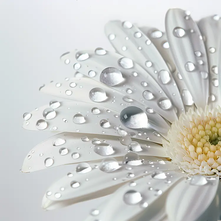 White Flower with Water Drops