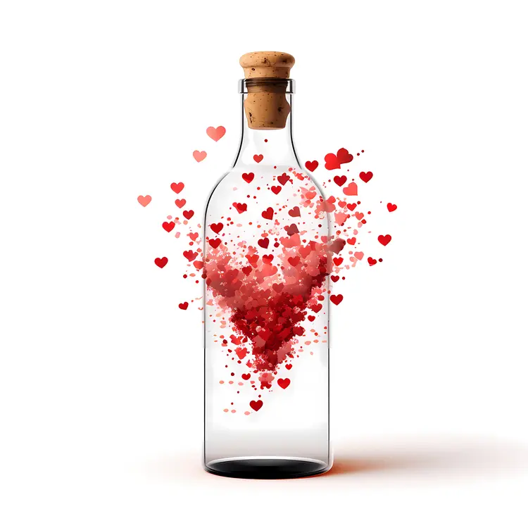 Glass Bottle with Heart Confetti