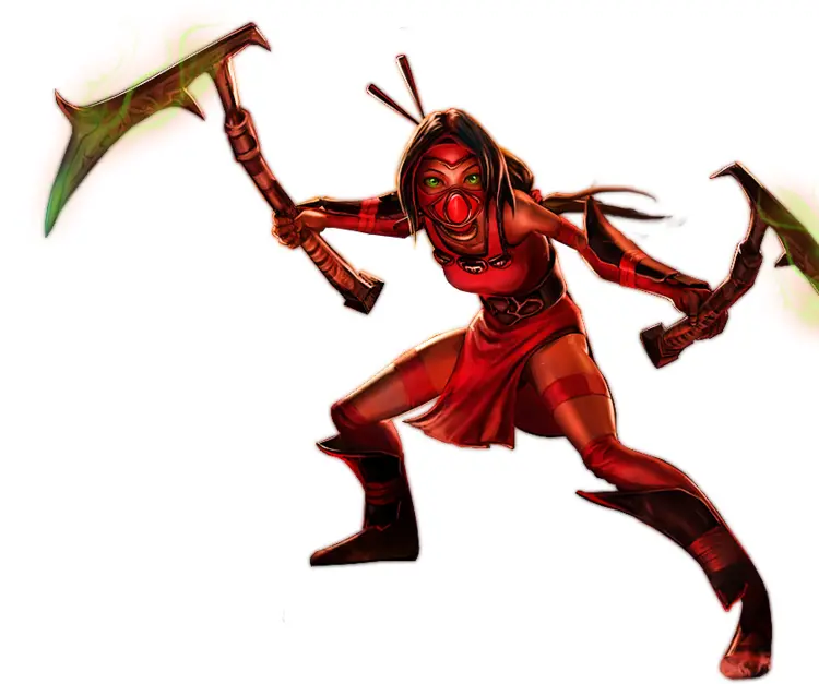 Female Warrior with Dual Axes in Battle Stance