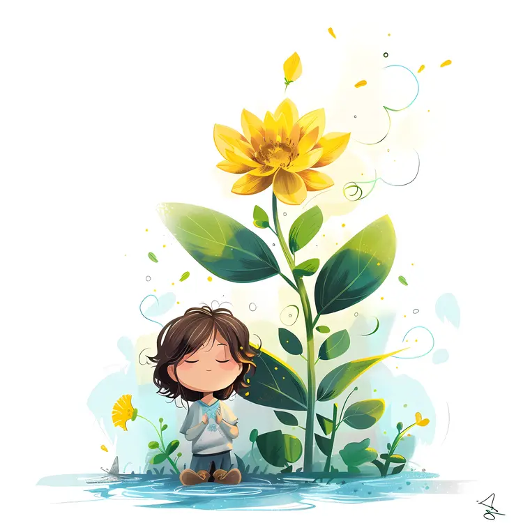 Cute Child with Sunflower