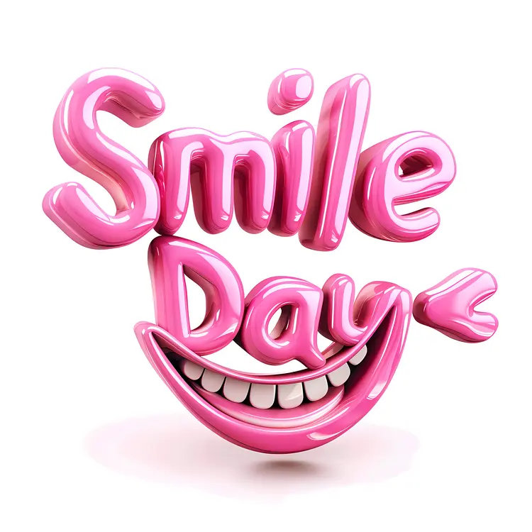 Pink Smile Day Text Illustration