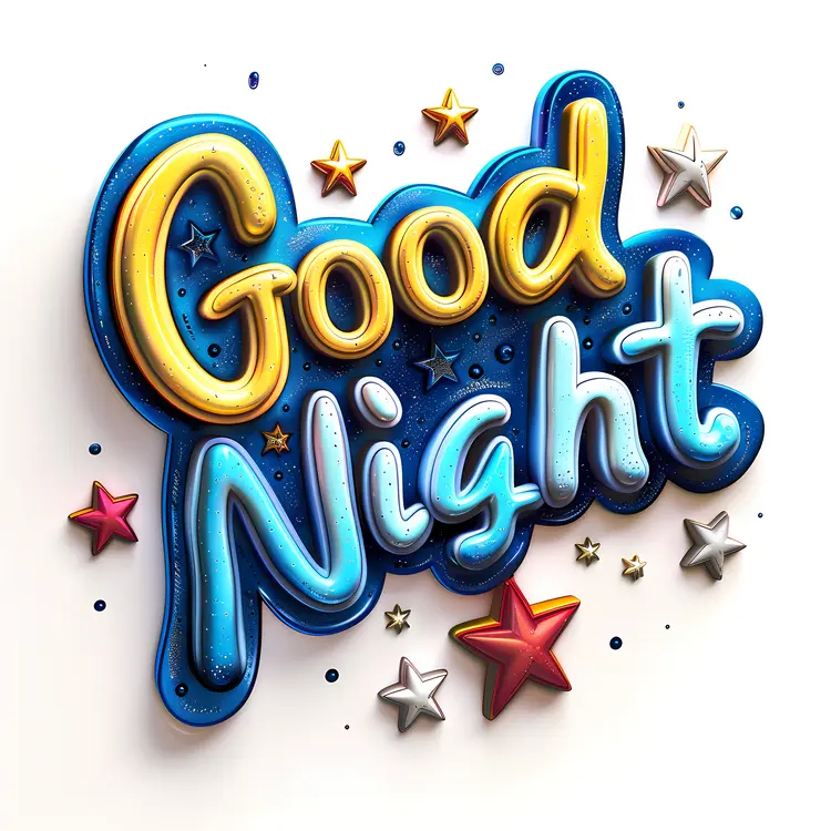 Good Night Text with Colorful Stars