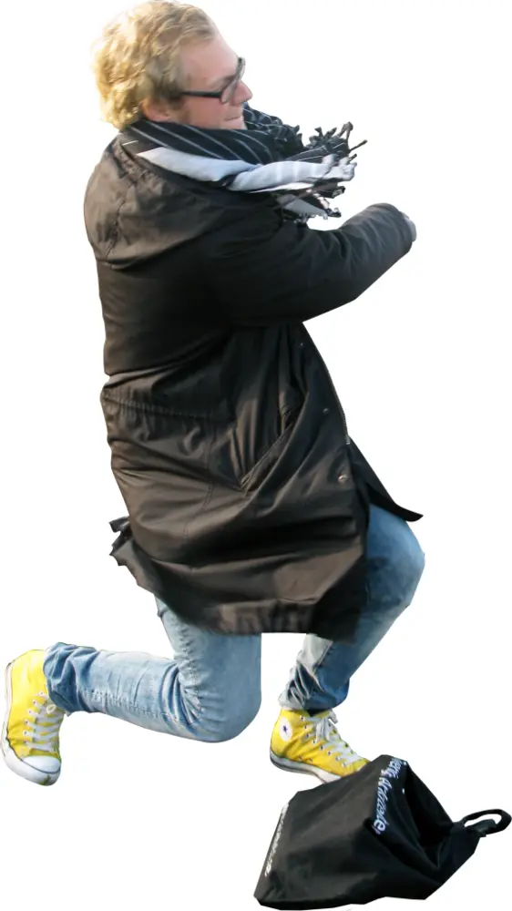 Person Jumping with Bag