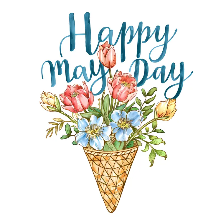 Happy May Day Floral Cone with Tulips