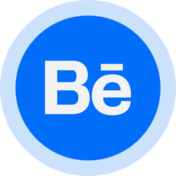 Behance Logo in Blue Circle
