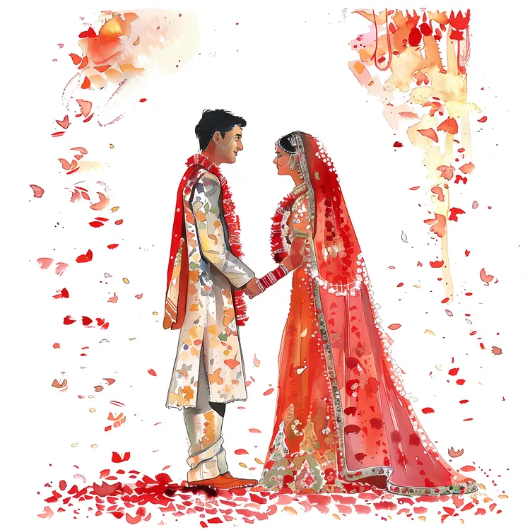Wedding Couple with Floral Background