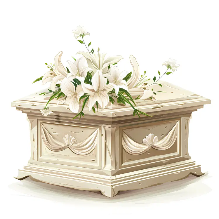 White Coffin with Lilies