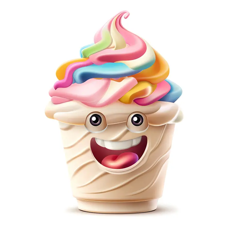 Smiling Rainbow Ice Cream Cup