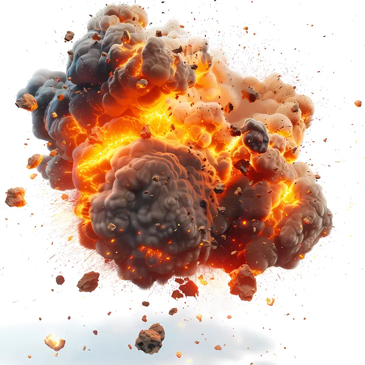 Fiery Explosion with Smoke and Debris