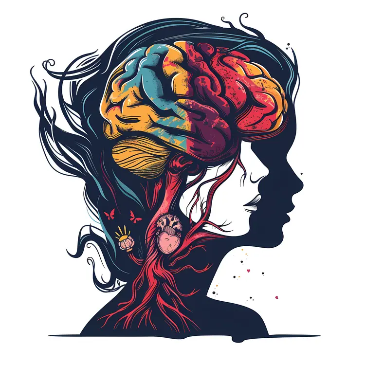 Brain and Heart Medical Illustration
