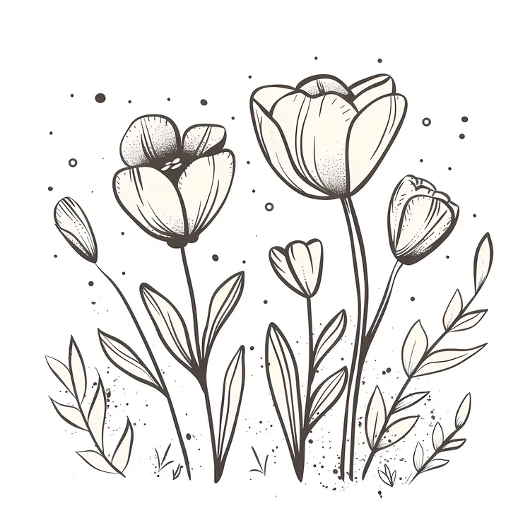 Black and White Sketch Flowers