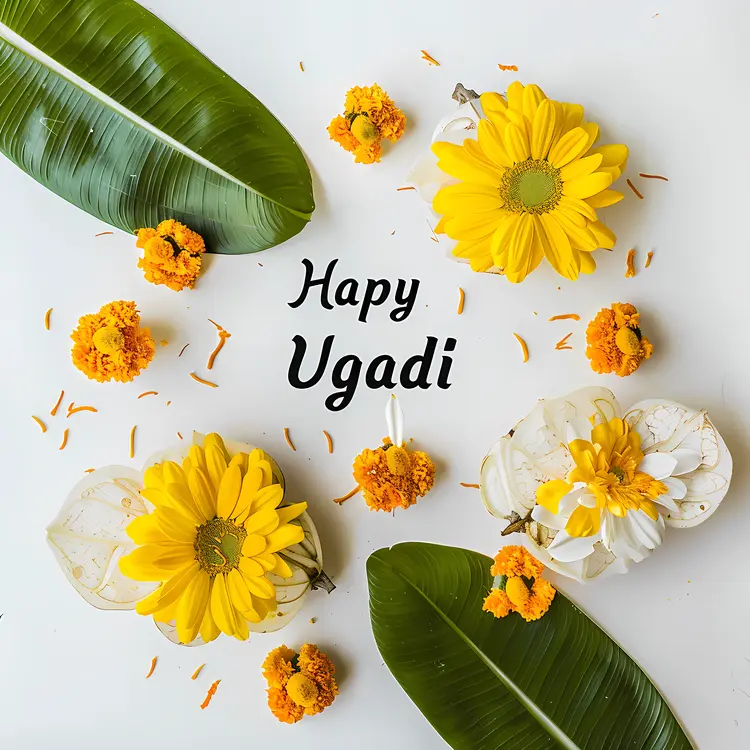 Yellow Flowers and Banana Leaves for Ugadi