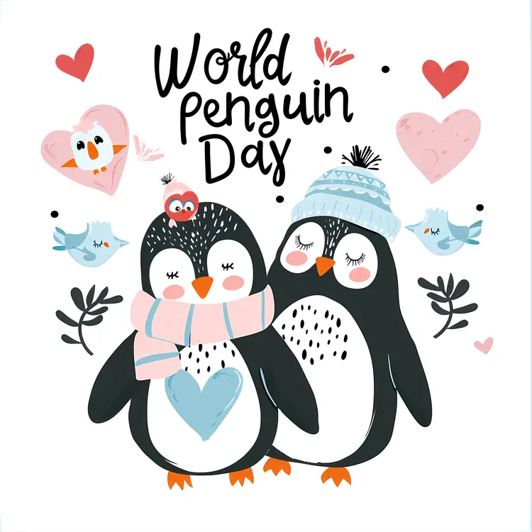 Cute Penguins Celebrating World Penguin Day