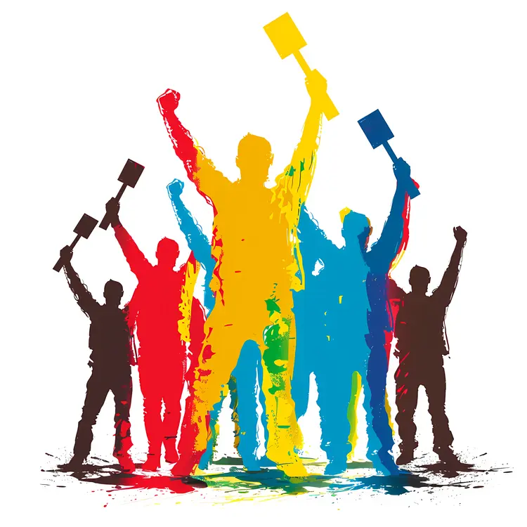 Colorful Silhouette of Construction Workers
