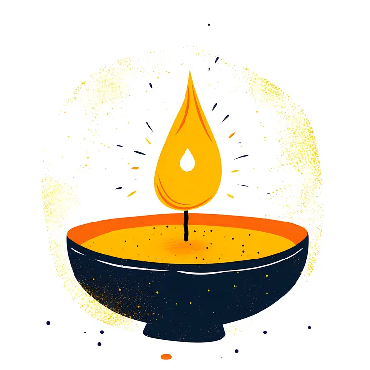 Bright Diya with Flame