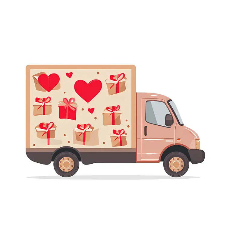 Gift Truck with Hearts and Presents