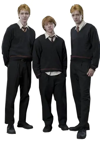 Three People in School Uniforms