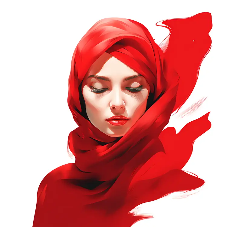 Woman in Red Scarf Portrait