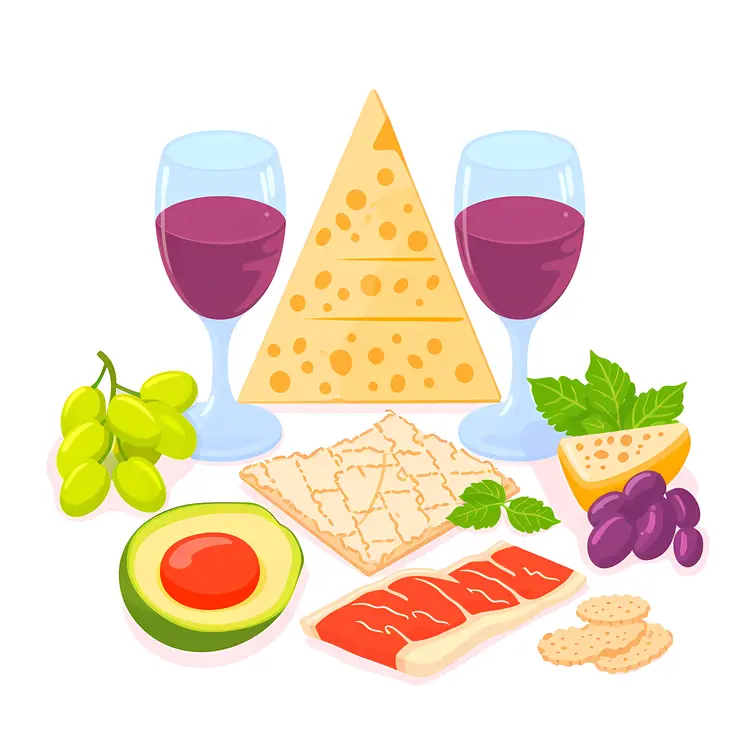 Cheese and Wine with Crackers and Tomatoes