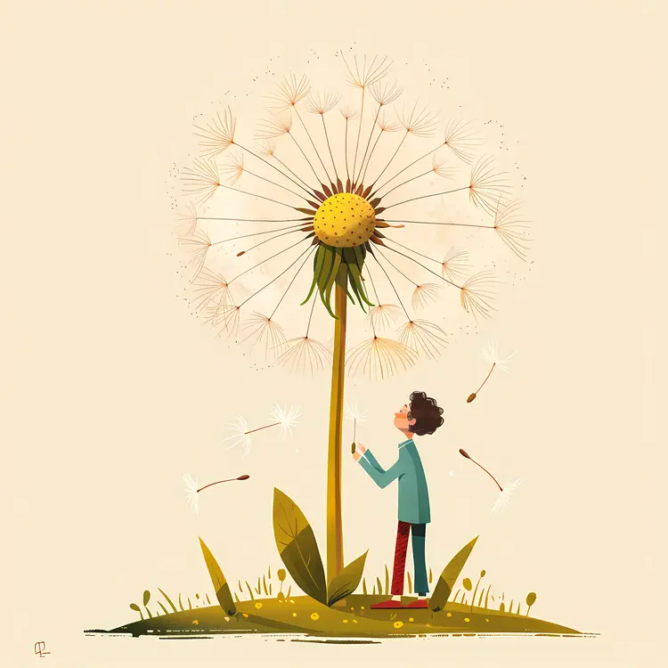 Child with Tall Dandelion