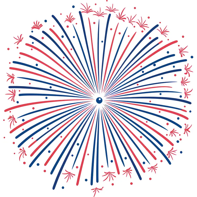 Red and Blue Firework Burst