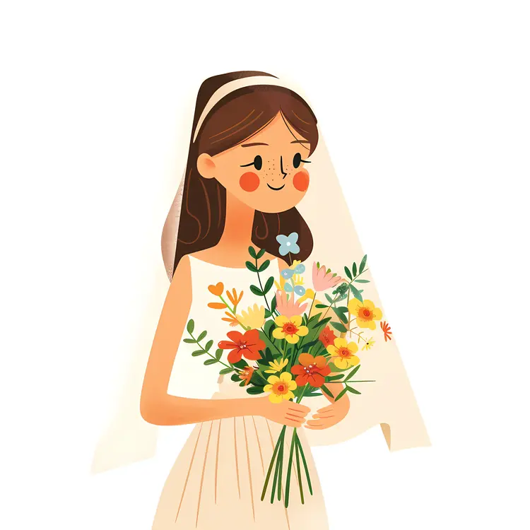 Bride Holding Colorful Bouquet