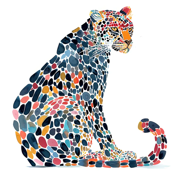Mosaic Leopard Illustration