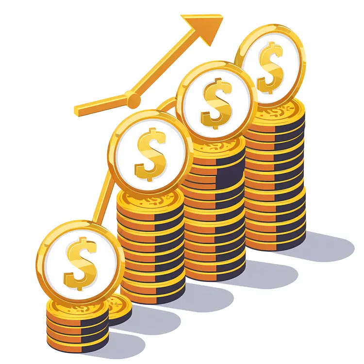 Stacked Coins with Upward Arrow
