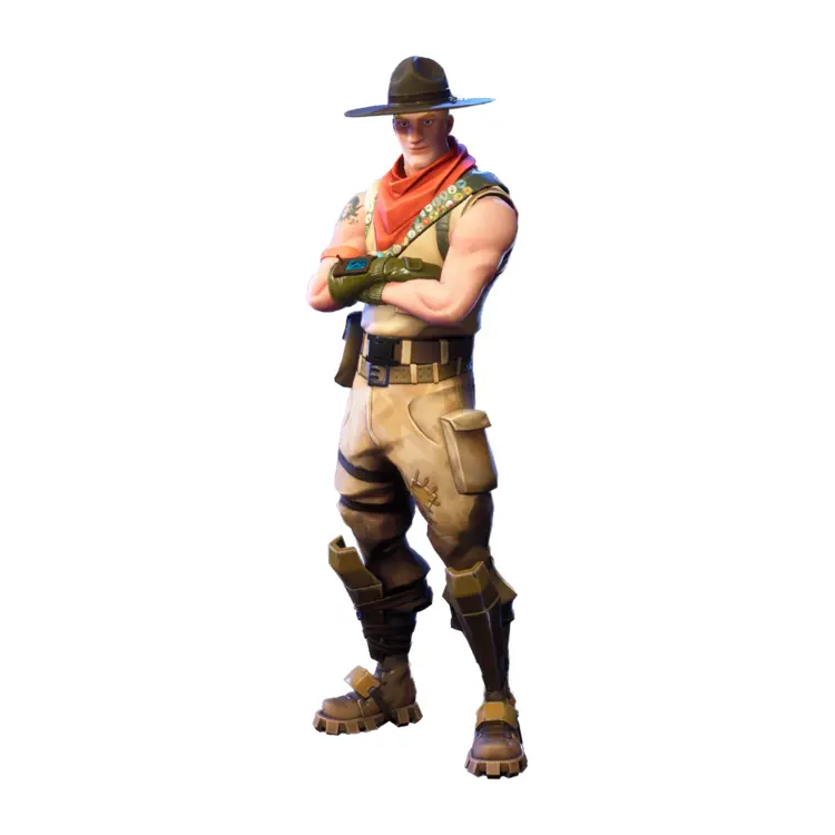 Male Character in Military Outfit with Hat