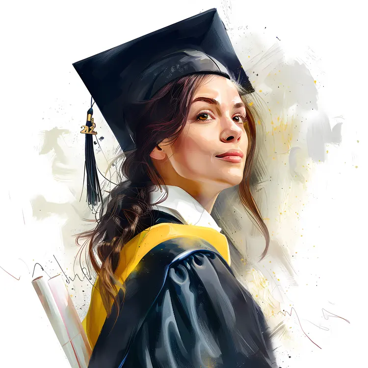 Confident Graduate in Cap and Gown