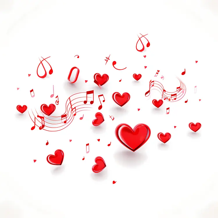 Red Hearts with Music Notes