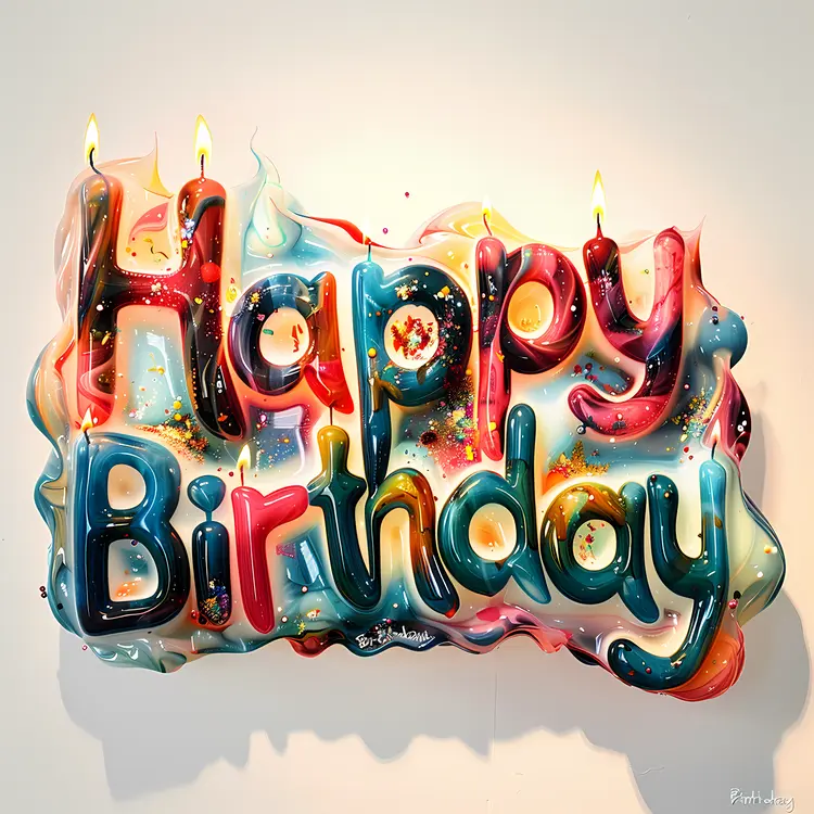 Colorful Happy Birthday Greeting with Candles