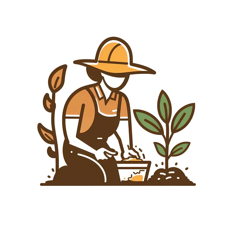 Colorful Gardener Planting Illustration