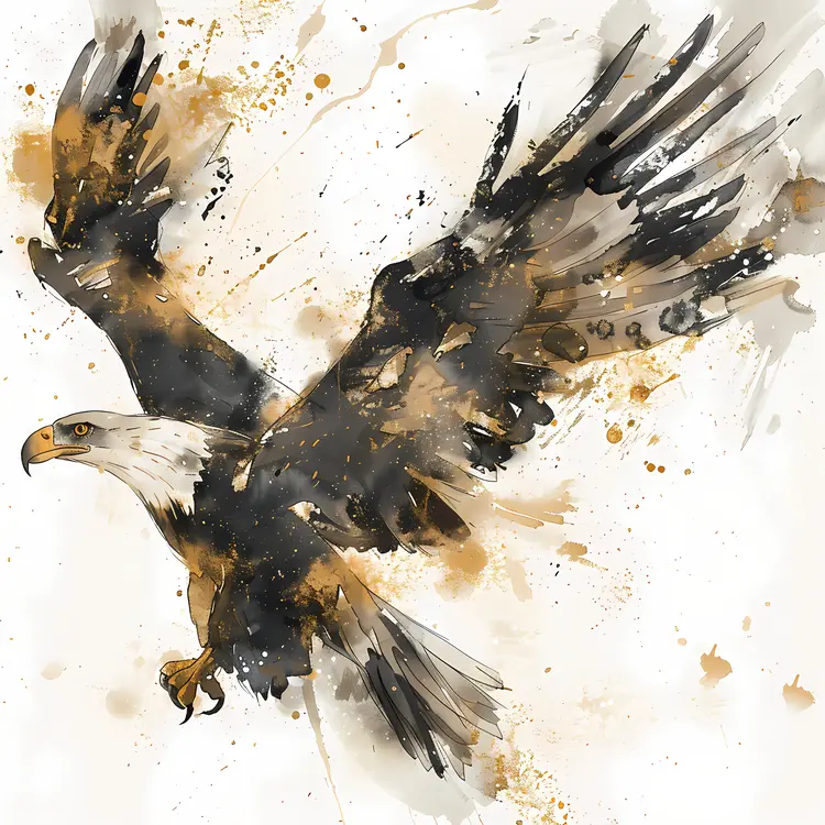 Majestic Watercolor Eagle in Flight
