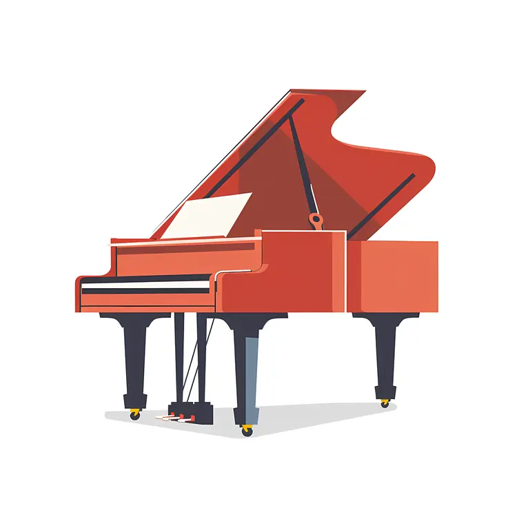 Red Grand Piano Illustration
