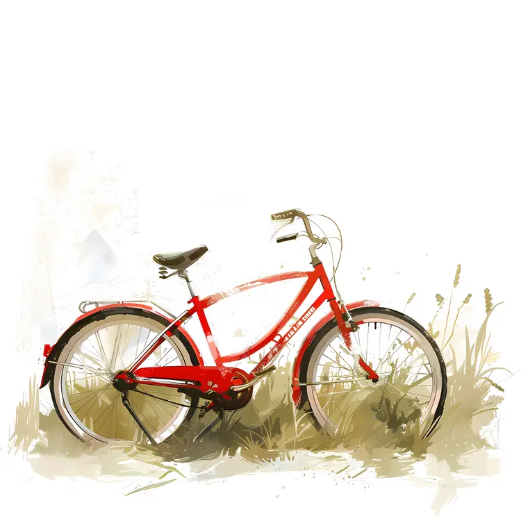 Red Bicycle in Grass