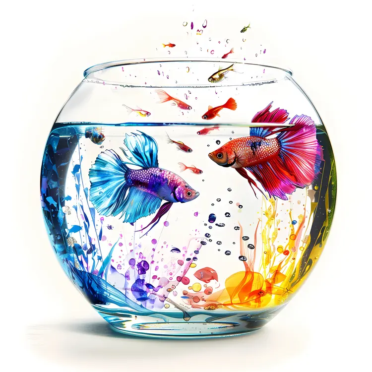 Round Fishbowl with Betta Fish