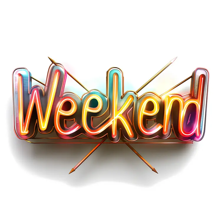 Colorful Weekend Text with Arrows