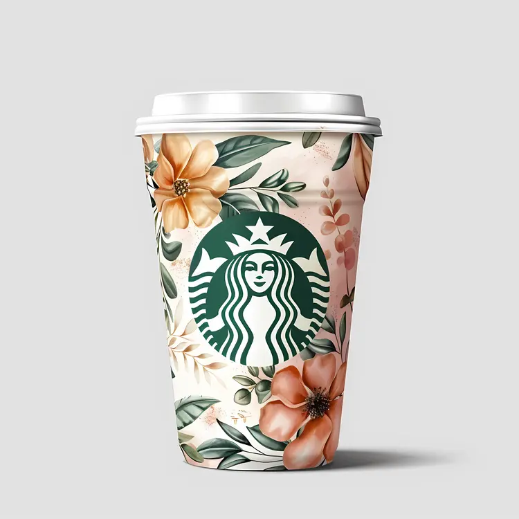 Floral Starbucks Cup with Artistic Design