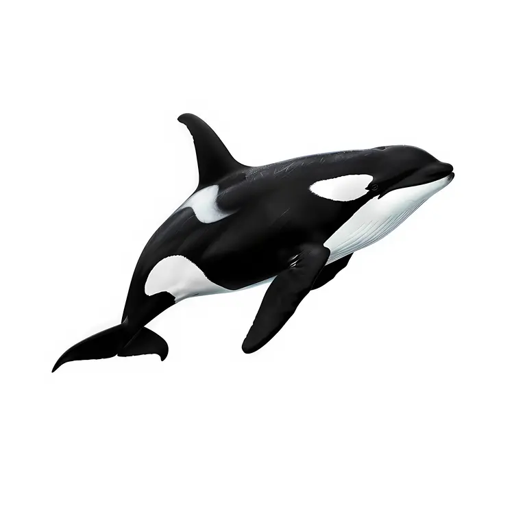 Realistic Illustration of a Black and White Orca Whale